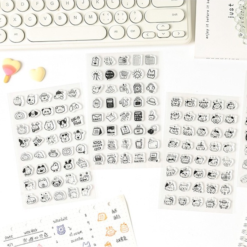 Rubber Date Stamp - Mini Cute Daily Life Symbol Clear