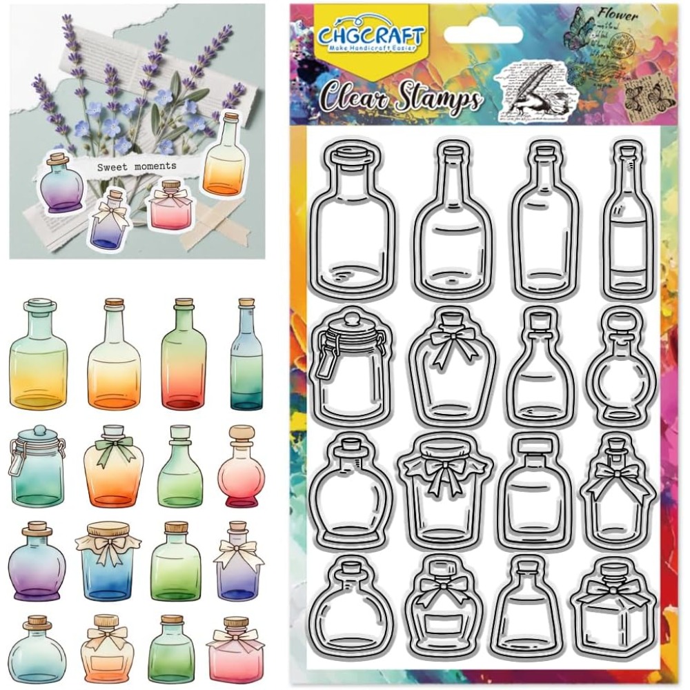 Fountain Pen Bottled Ink - Various Bottle Style Clear Stamps Glass