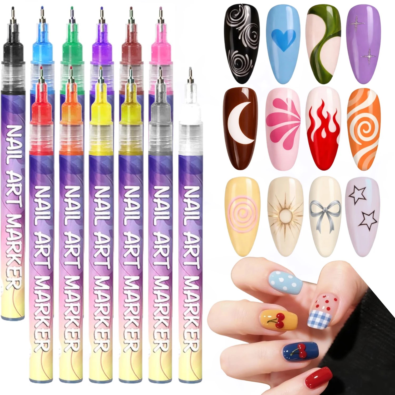 12 Colors 3D Nail Art Pens Set - огляд і ціна Correction Pen Fine