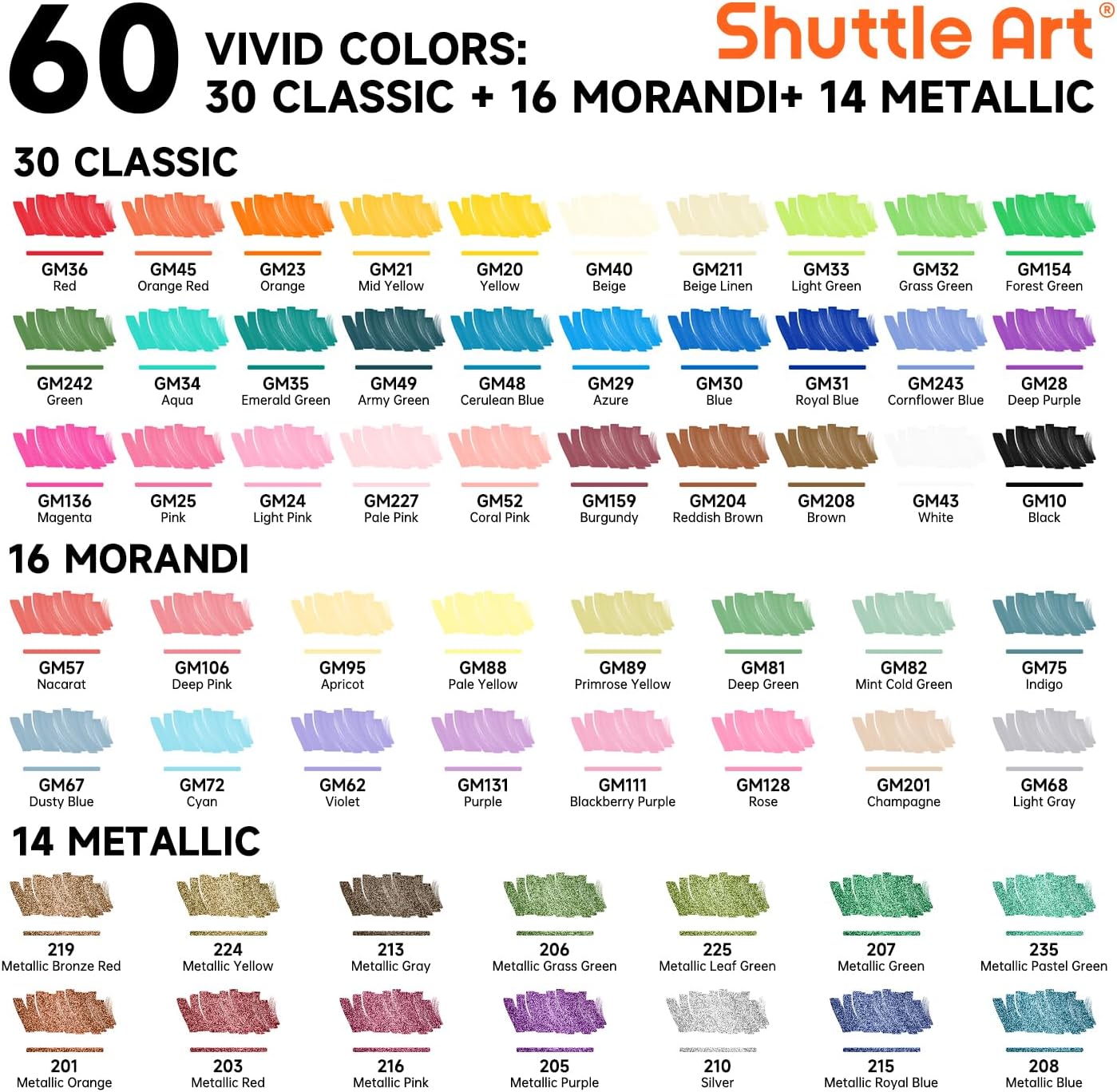 Shuttle Art 60 Colors Dual Tip - огляд і ціна Correction Pen Fine