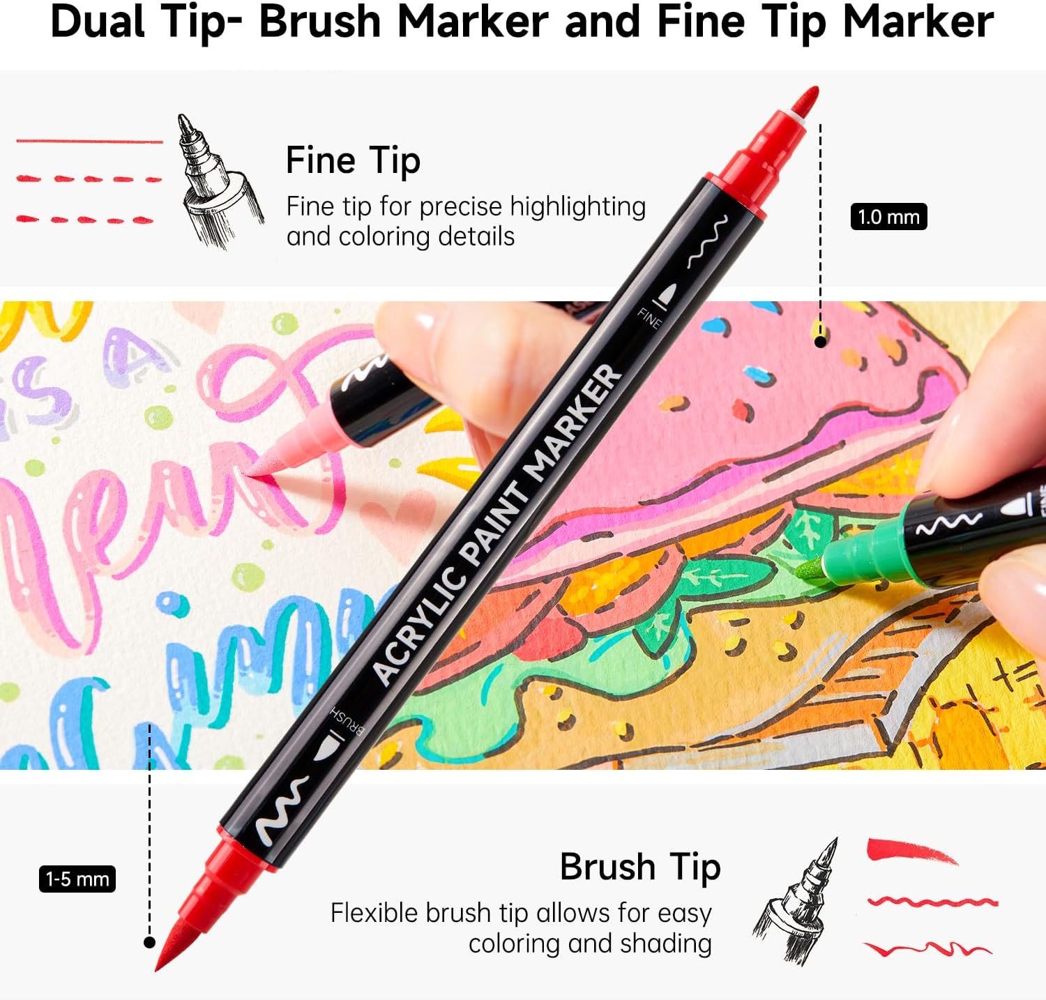 Shuttle Art 60 Colors Dual Tip - огляд і ціна Correction Pen Fine